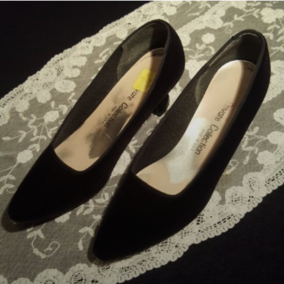 PRIVATE COLLECTION ♡ Absolutely Gorgeous EXPRESSO Black Velvet Heels 5.5B - Picture 17 of 17